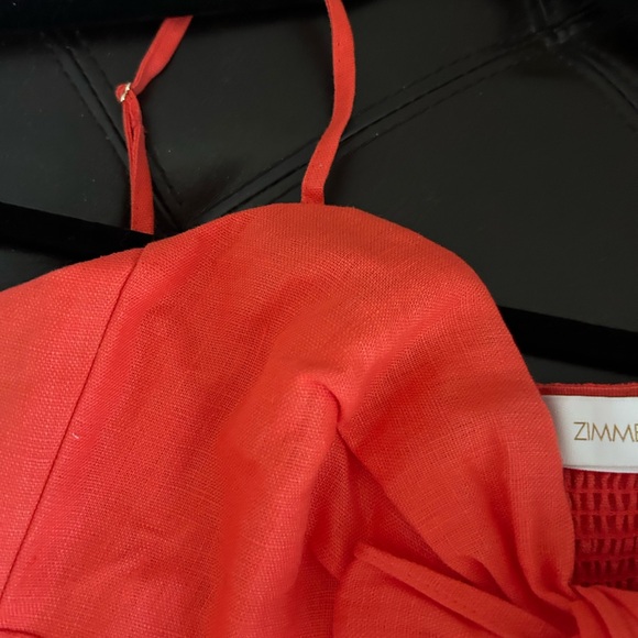 NWT Zimmermann Crush Tie Front Linen Midi Dress 2 US8 - Picture 7 of 15